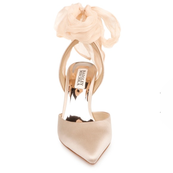 Badgley Mischka Blaze Satin Bow Stilettos in Latte - Picture 4 of 7